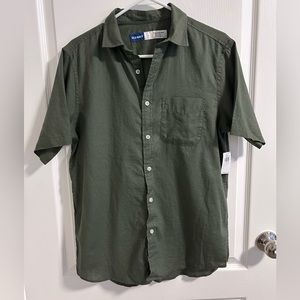 Regular Fit Everyday Short Sleeve Linen-Blend Mens Shirt